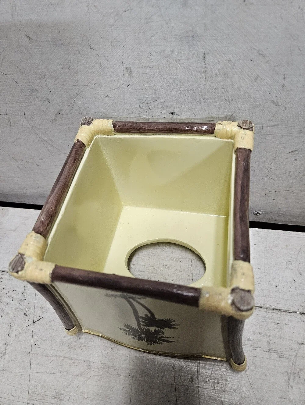 Wamsutta Palms Tissue Box Cover Ivory & Gold Bathroom Home Decor